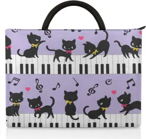 Cat Piano Music Laptop Sleeve Case 15 15.6 16 Inch Laptop Bag with Handle & Pockets Durable Notebook Computer Carrying Case for Men Women Multi-Color & Size Choices