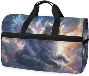 Cat with Wings Travel Duffel Bag Luggage Sports Gym Bags With Shoes Compartment Large Capacity Lightweight Duffle Bag For Men Women