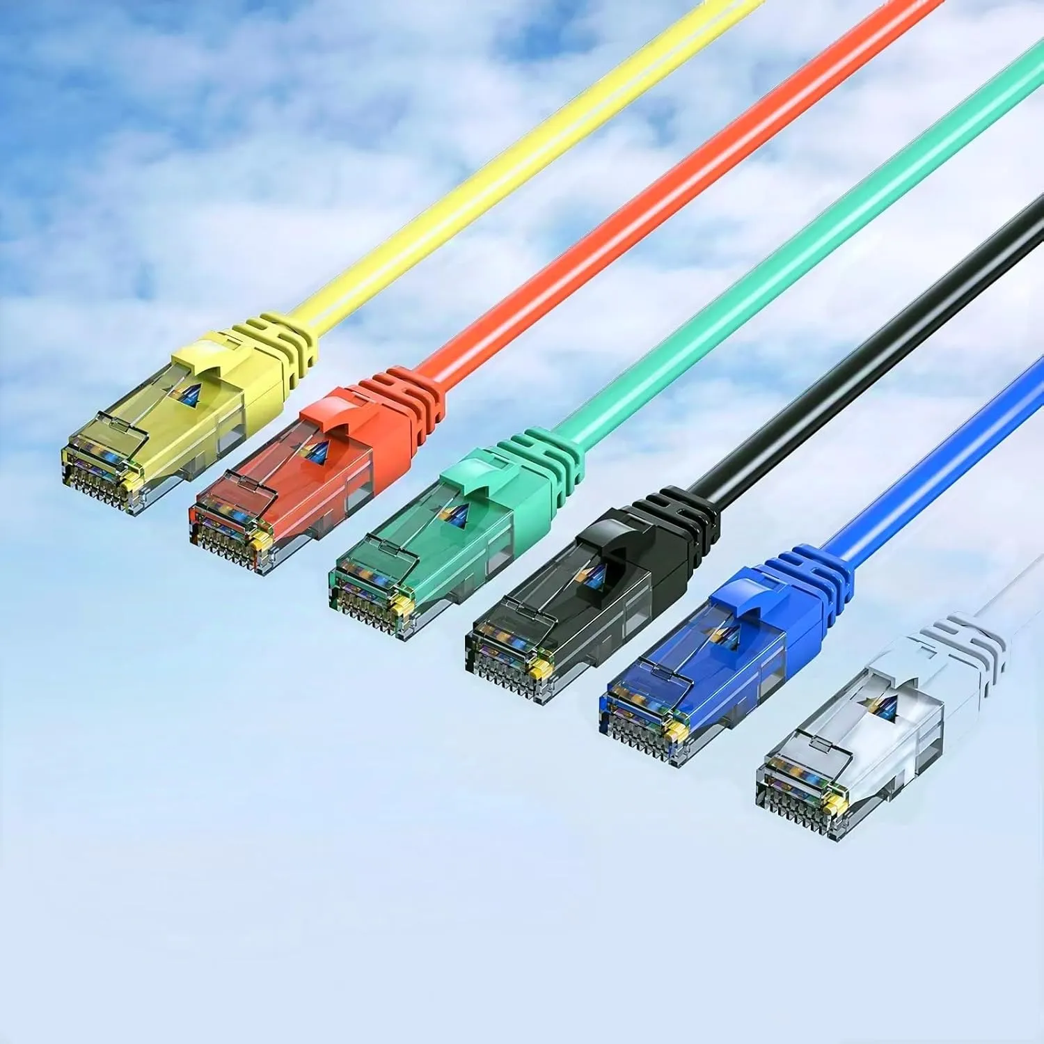 Cat6 Patch Cables 10 Feet (6 Pack), Cat 6 Ethernet Cable, 24AWG CCA, UTP Network Cord, Internet Cable, Compatible for PC, Laptop, Router, Switch, Server, Printer, RJ45 LAN with 25 Cable Ties - 10FT