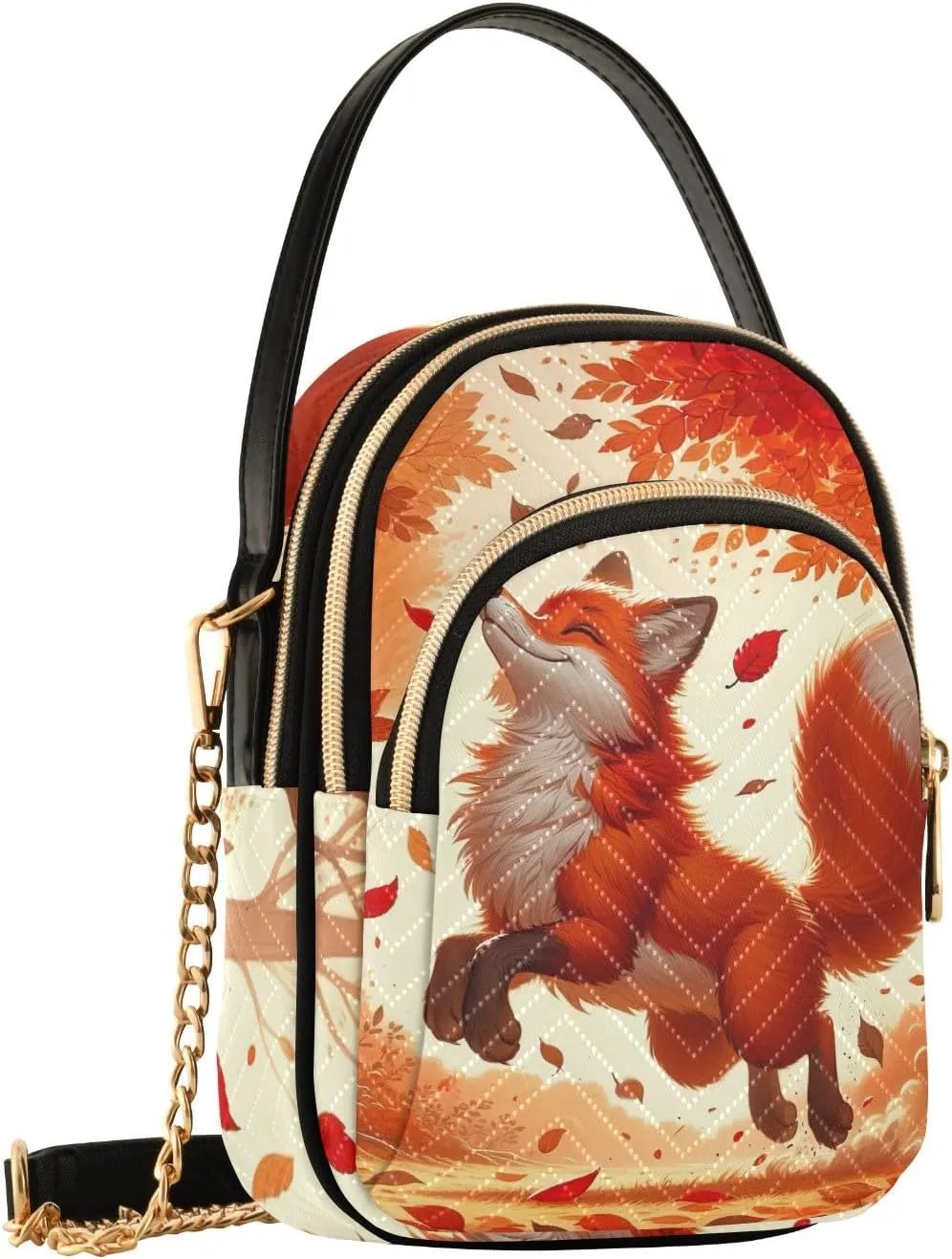 Cats Dancing on Galaxy Funny Quilted Shoulder Bags for Women Purse with Chain Strap