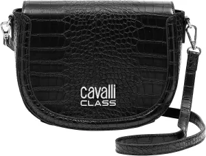 Cavalli Class TORINO Black Medium Crocco Saddle Crossbody bag for womens