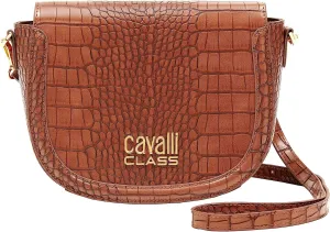 Cavalli Class TORINO Brown Medium Crocco Saddle Crossbody bag for womens