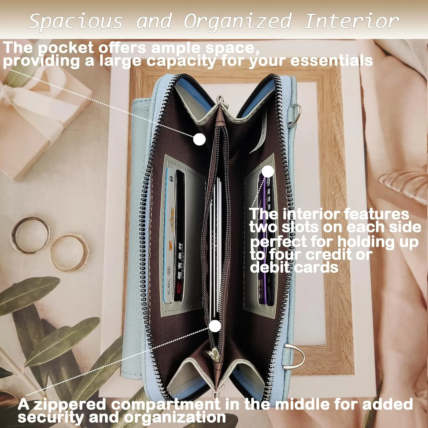 Cell Phone Crossbody Lanyard with Zipper Pouch PU Leather Crossbody Phone Bags Purses with Strap Wallet