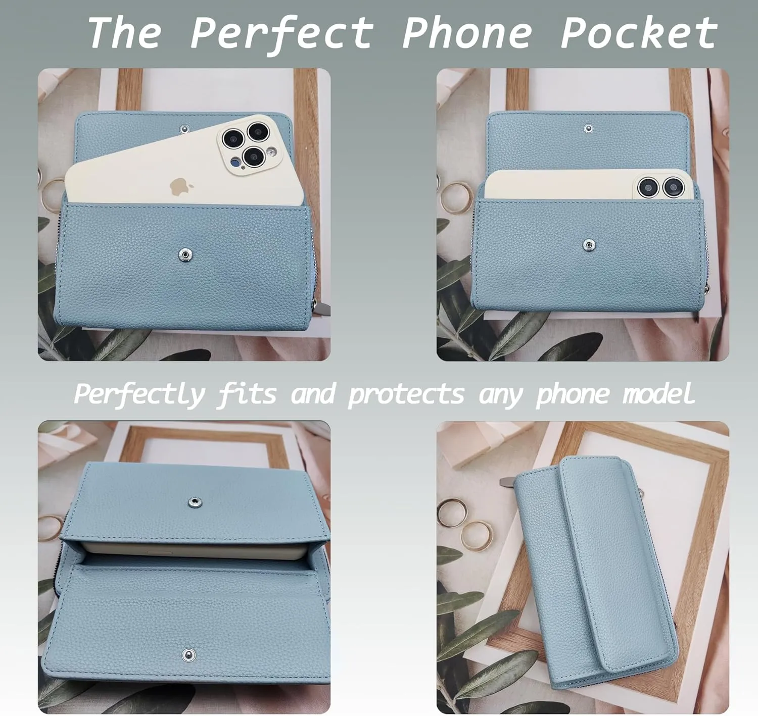 Cell Phone Crossbody Lanyard with Zipper Pouch PU Leather Crossbody Phone Bags Purses with Strap Wallet