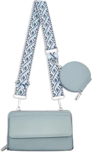 Cell Phone Crossbody Lanyard with Zipper Pouch PU Leather Crossbody Phone Bags Purses with Strap Wallet