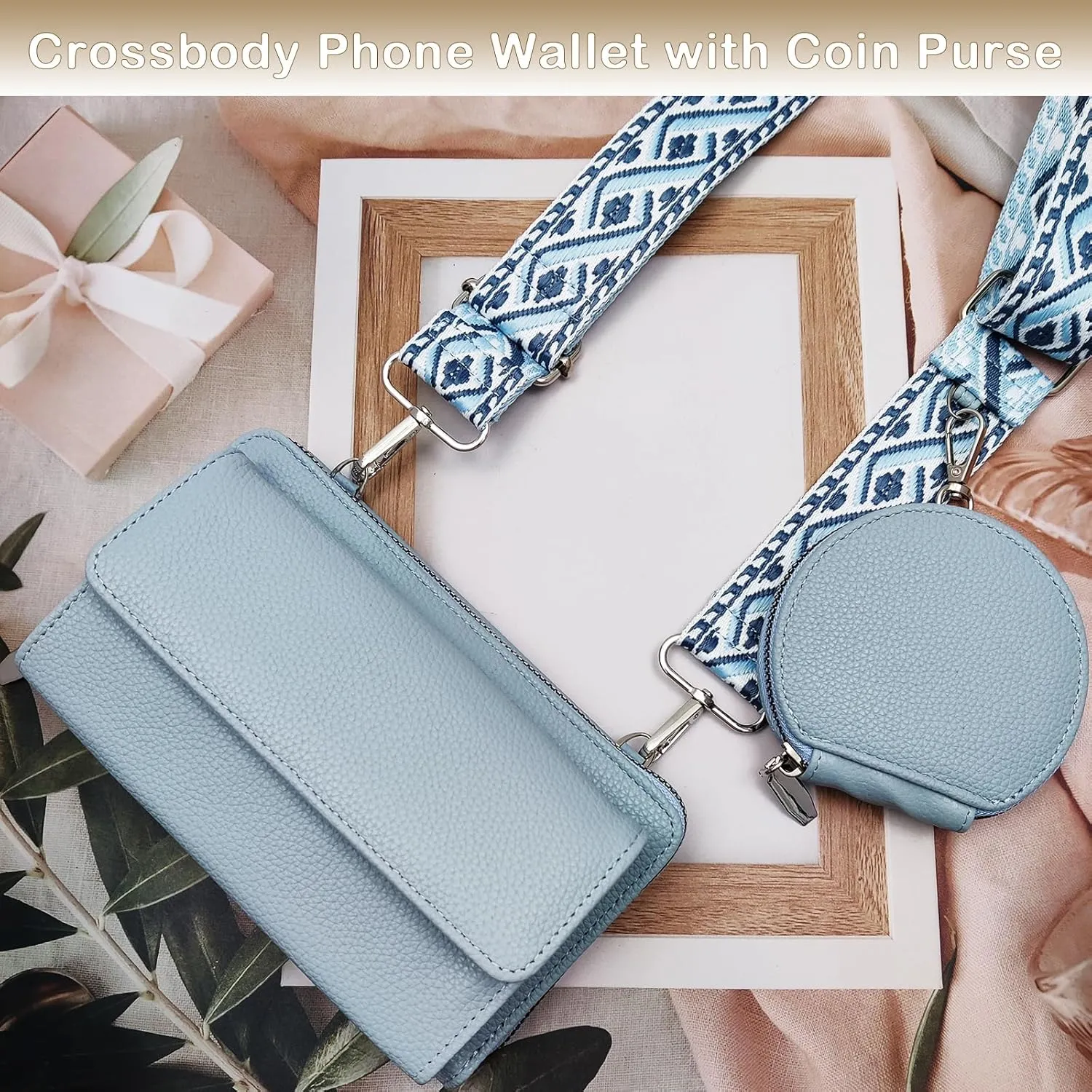 Cell Phone Crossbody Lanyard with Zipper Pouch PU Leather Crossbody Phone Bags Purses with Strap Wallet