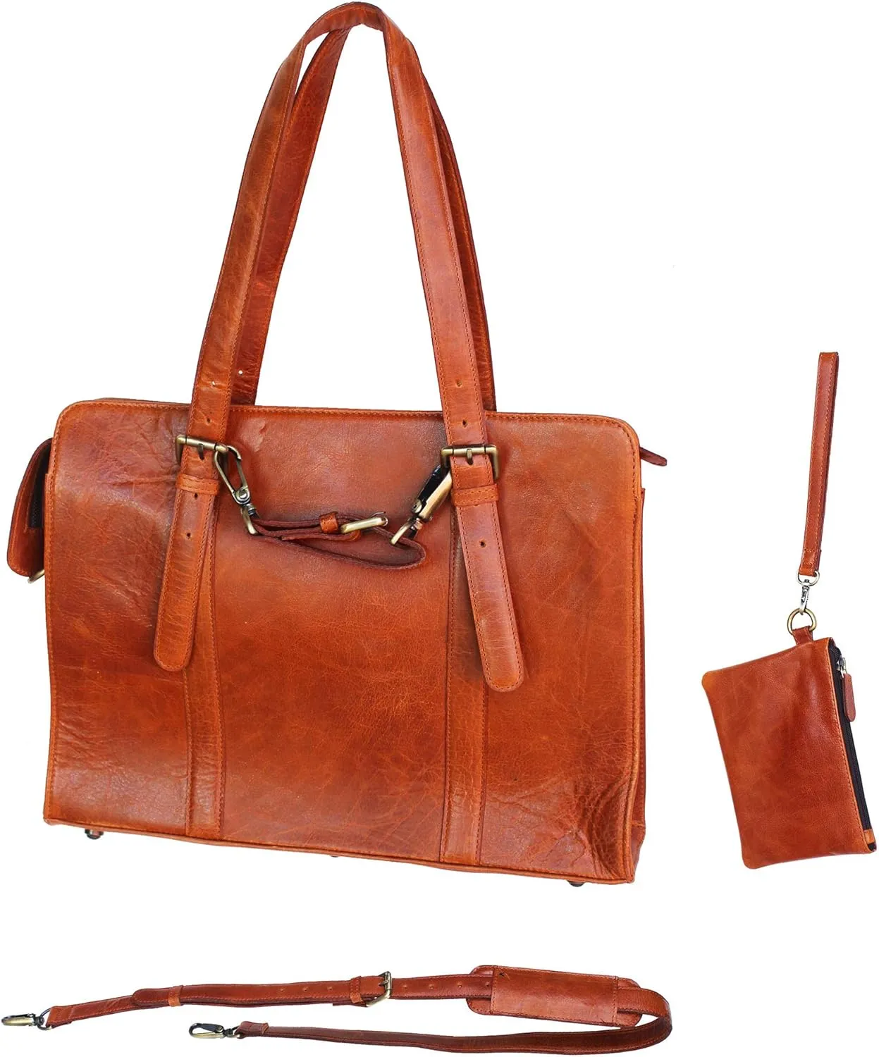 CHALLENGER Leather Lightweight Messenger Crossbody Portfolio Laptop Shoulder Bag 18J02TN