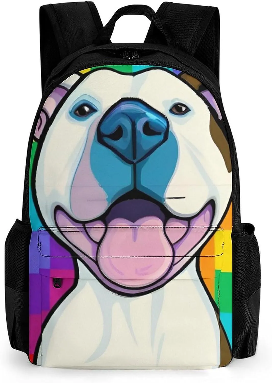 Checkerboard Pitbull Dog Smile Art Daypack Polyester Anti-Theft Multipurpose Bookbag Big Capacity Gym Outdoor Hiking Backpack With Adjustable Shoulder Straps