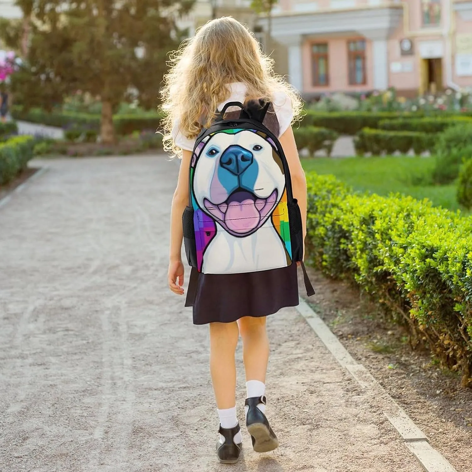 Checkerboard Pitbull Dog Smile Art Daypack Polyester Anti-Theft Multipurpose Bookbag Big Capacity Gym Outdoor Hiking Backpack With Adjustable Shoulder Straps