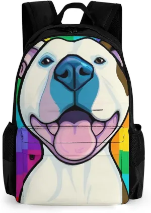 Checkerboard Pitbull Dog Smile Art Daypack Polyester Anti-Theft Multipurpose Bookbag Big Capacity Gym Outdoor Hiking Backpack With Adjustable Shoulder Straps