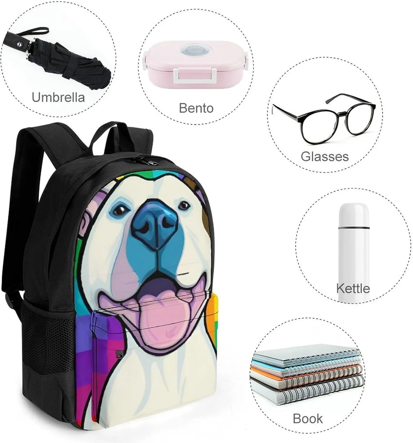 Checkerboard Pitbull Dog Smile Art Daypack Polyester Anti-Theft Multipurpose Bookbag Big Capacity Gym Outdoor Hiking Backpack With Adjustable Shoulder Straps