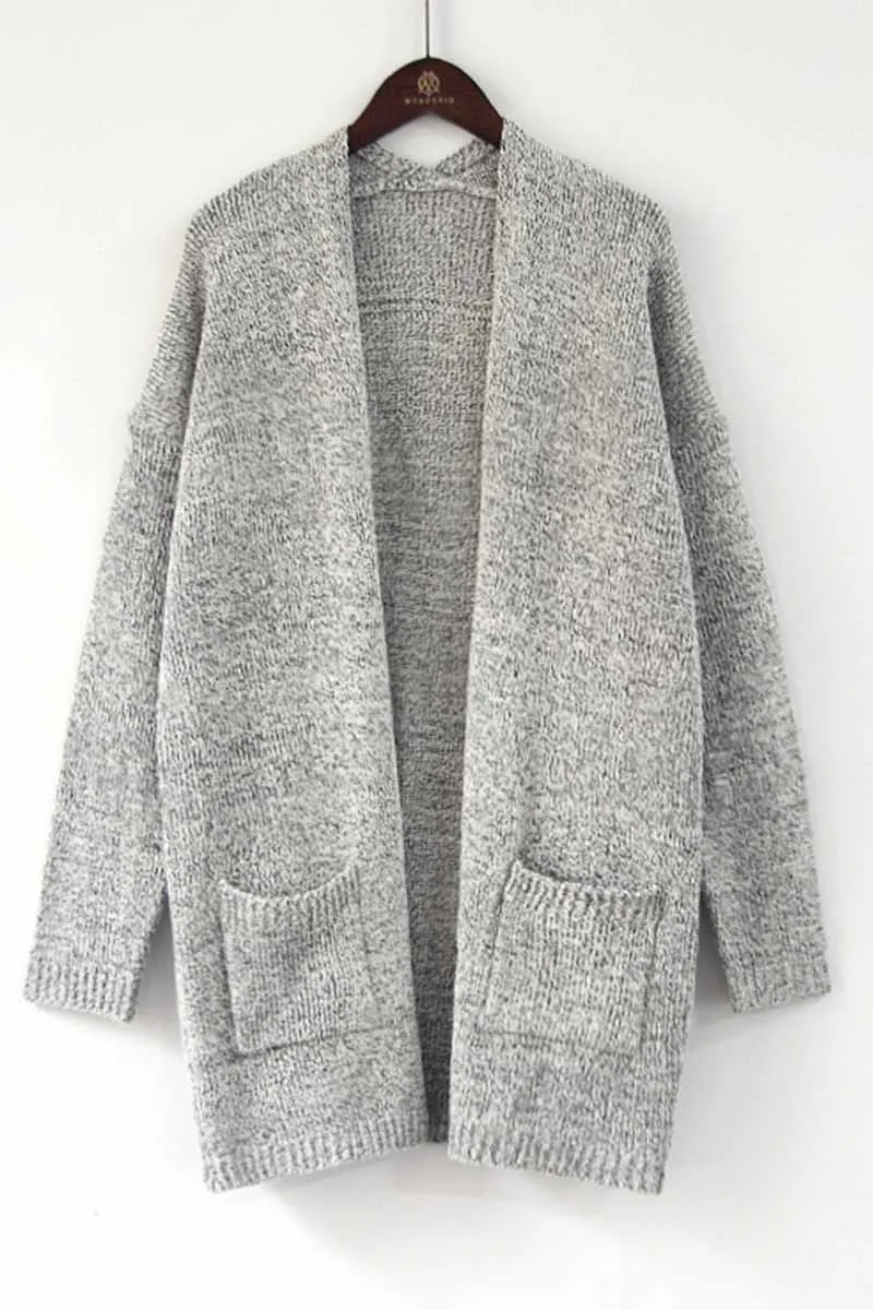 Chicindress Solid Color Knitted Cardigan With Large Pockets