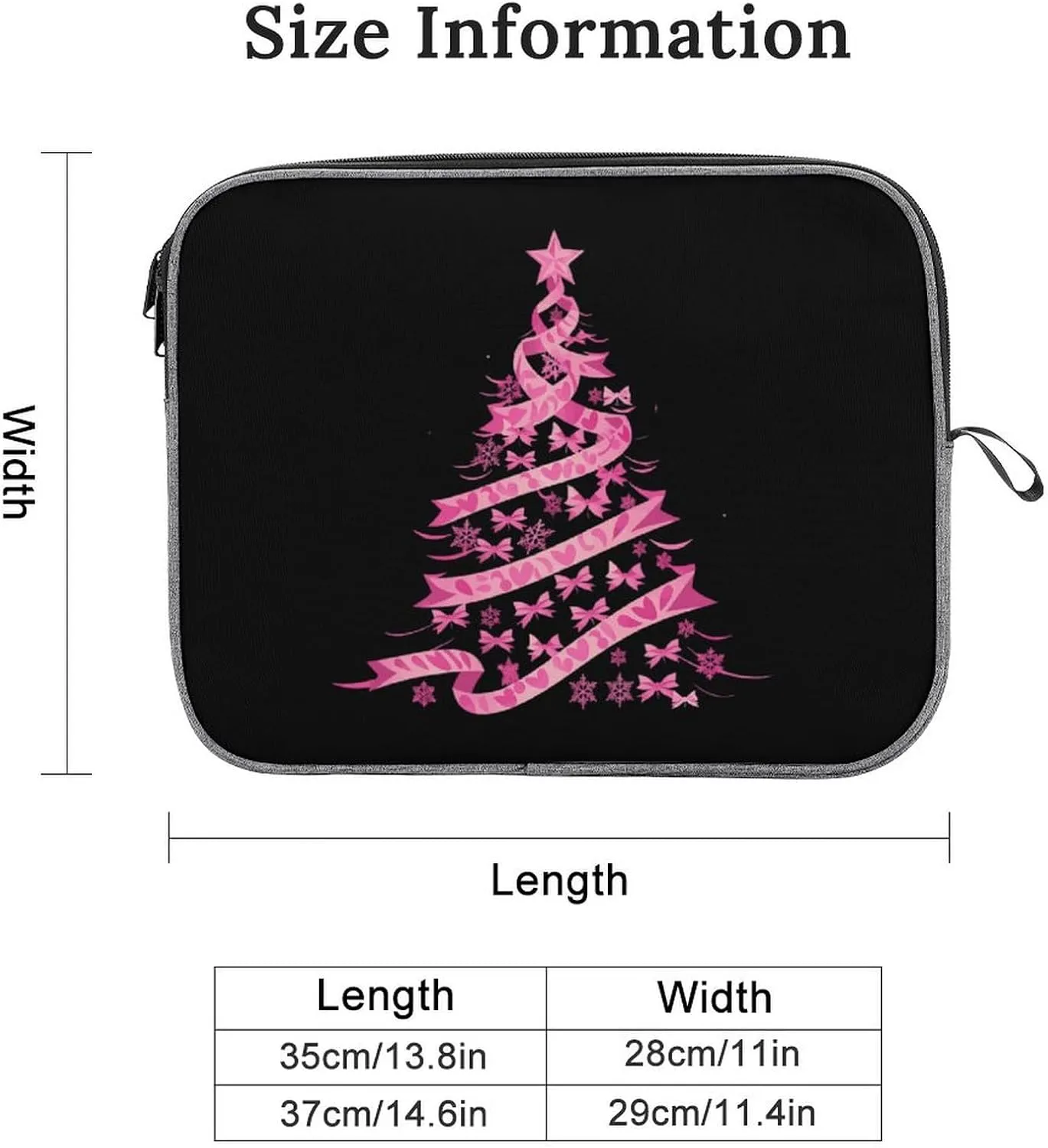 Christmas Breast Cancer Holiday Ribbon Fight Awareness Laptop Bag Protective Laptop Sleeve Bag Briefcase Carrying Case Handbags for Men Women