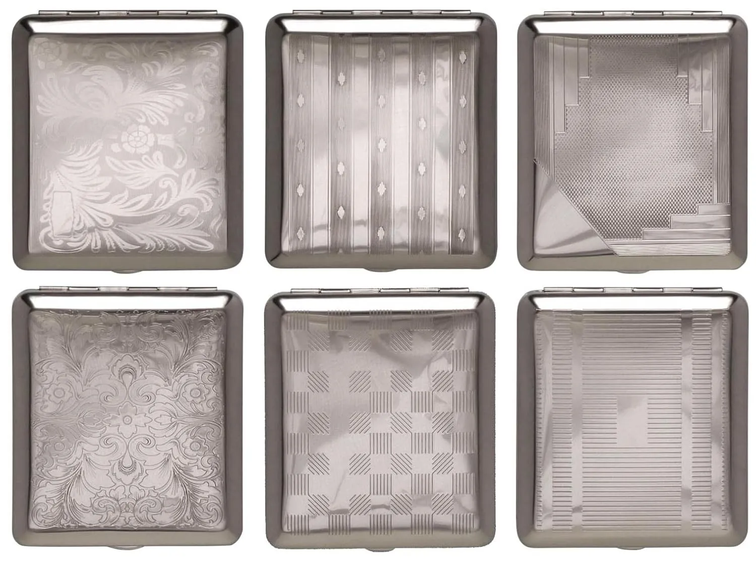 Cigarette Case 16 King Size / Chrome / Double Sided / Elastic Band / 6 Models (Model 2)