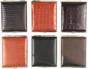 Cigarette Case 16 King Size / Metal Leather / Double Sided / Elastic Band / Chrome Frame / Made in Germany / 4 Models (1)