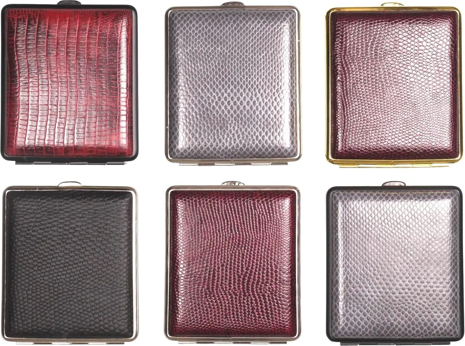 Cigarette Case 18 King Size / Metal Leather Look Lizard / 2 Sided / Elastic Band / Made in Germany / 6 Models (5)