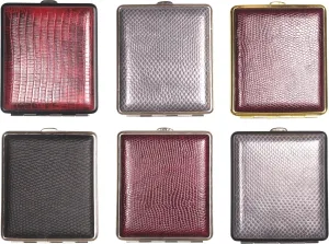 Cigarette Case 18 King Size / Metal Leather Look Lizard / 2 Sided / Elastic Band / Made in Germany / 6 Models (5)