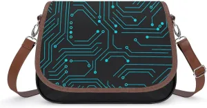 Circuit Board Cute Crossbody Purses for Women Leather Shoulder Bag Adjustable Shoulder Strap Handbag