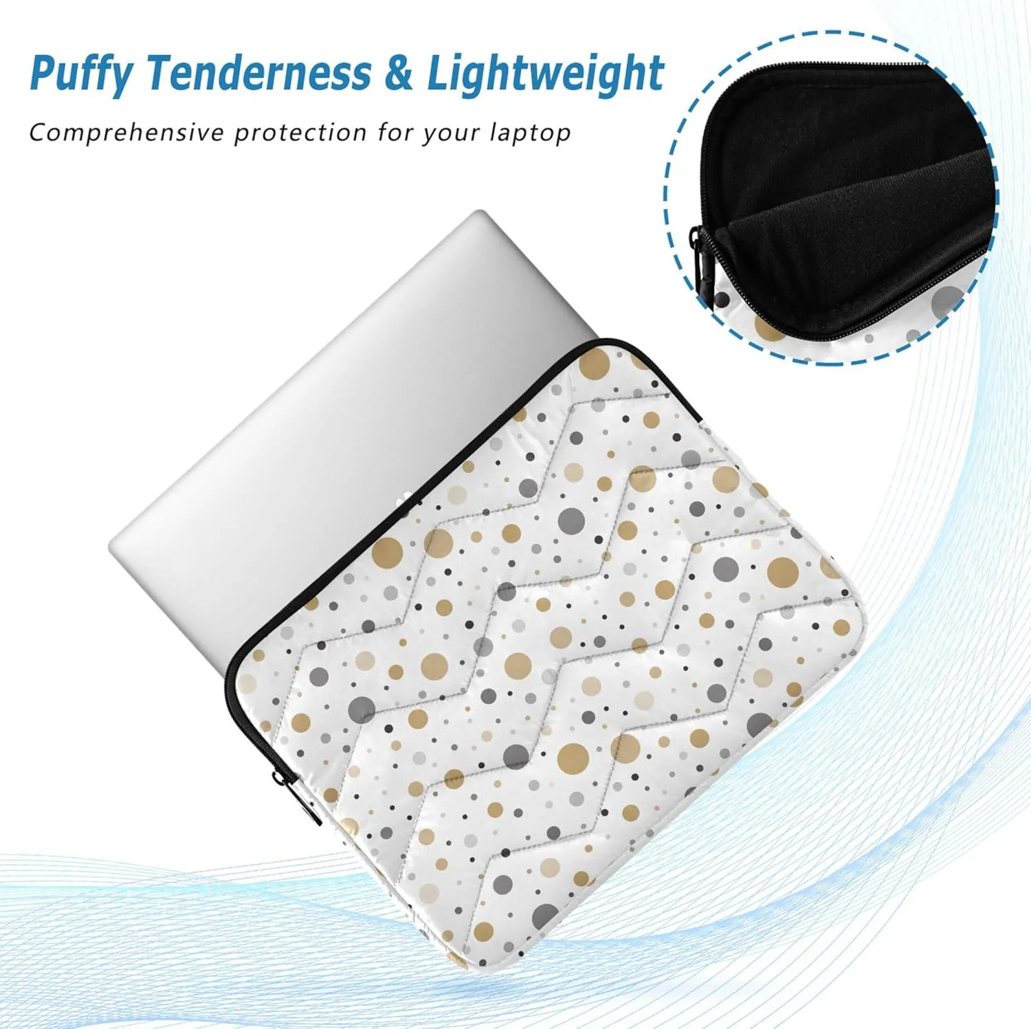 Classic Dot Gold Black White Work Bag 15.6 Inch, Comprehensive Protection, Computer Bags for Laptops