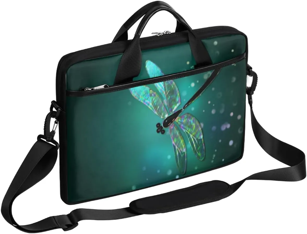 Clear Drangonfly Laptop Computer Bag Waterproof Shoulder Messenger Bag 13-15 inch Durable Laptop Tote Bag with Shoulder Strap Handle Lightweight Crossbody Briefcase