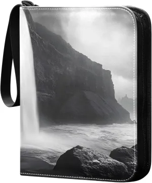 Cliffs Waterfall Card Binder 4 Pocket Trading Card Album Fits 400 Sports/Game Cards, PU Cover 3 Ring Card Collection with 50 Removable Sleeves