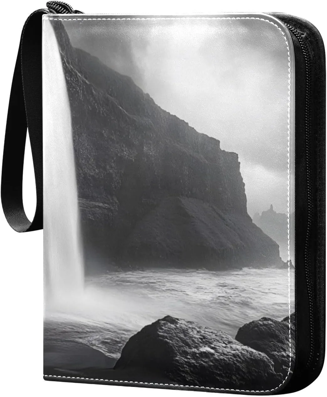 Cliffs Waterfall Card Binder 4 Pocket Trading Card Album Fits 400 Sports/Game Cards, PU Cover 3 Ring Card Collection with 50 Removable Sleeves