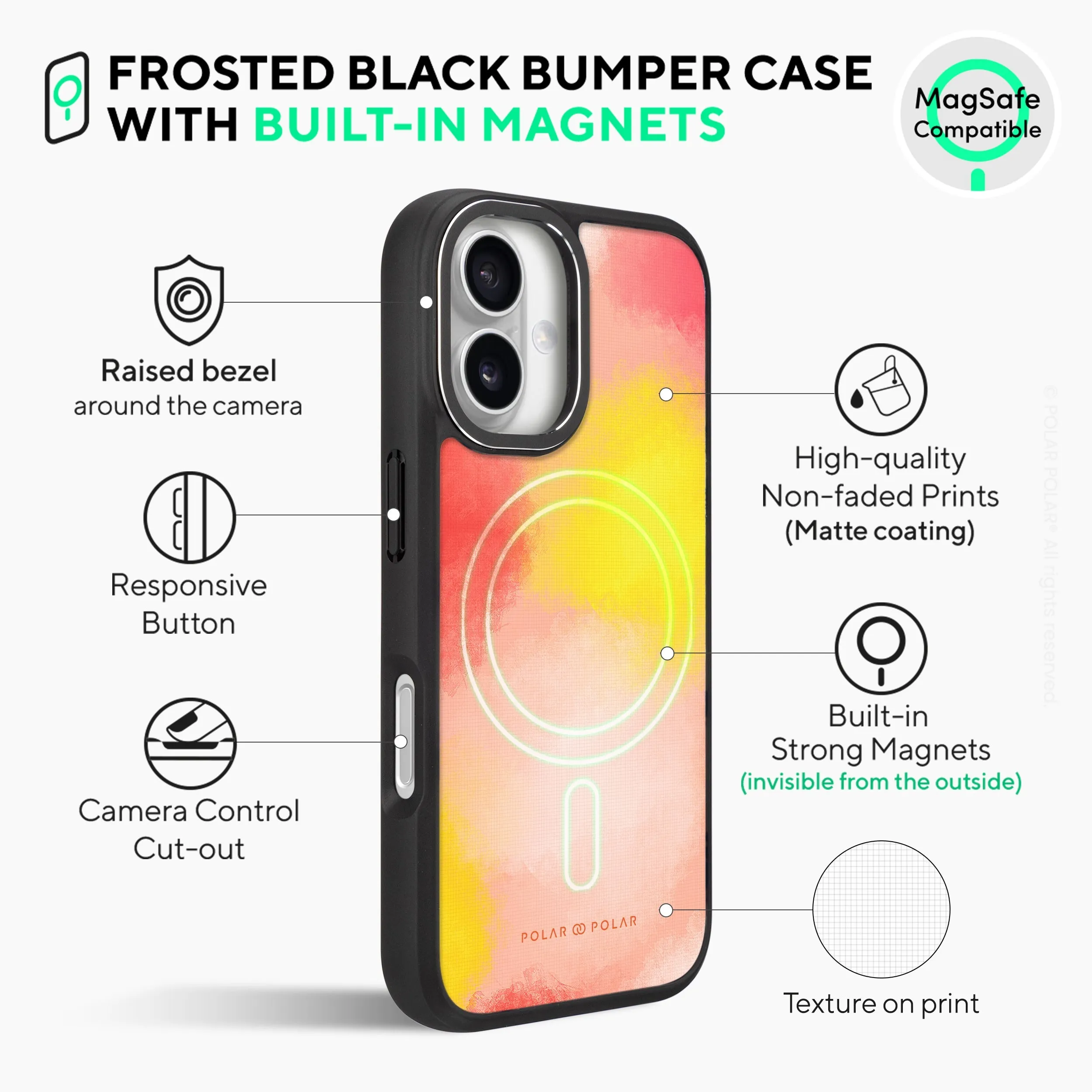 Clouds in Fall - iPhone 16 Plus Frosted Black Bumper MagSafe Case