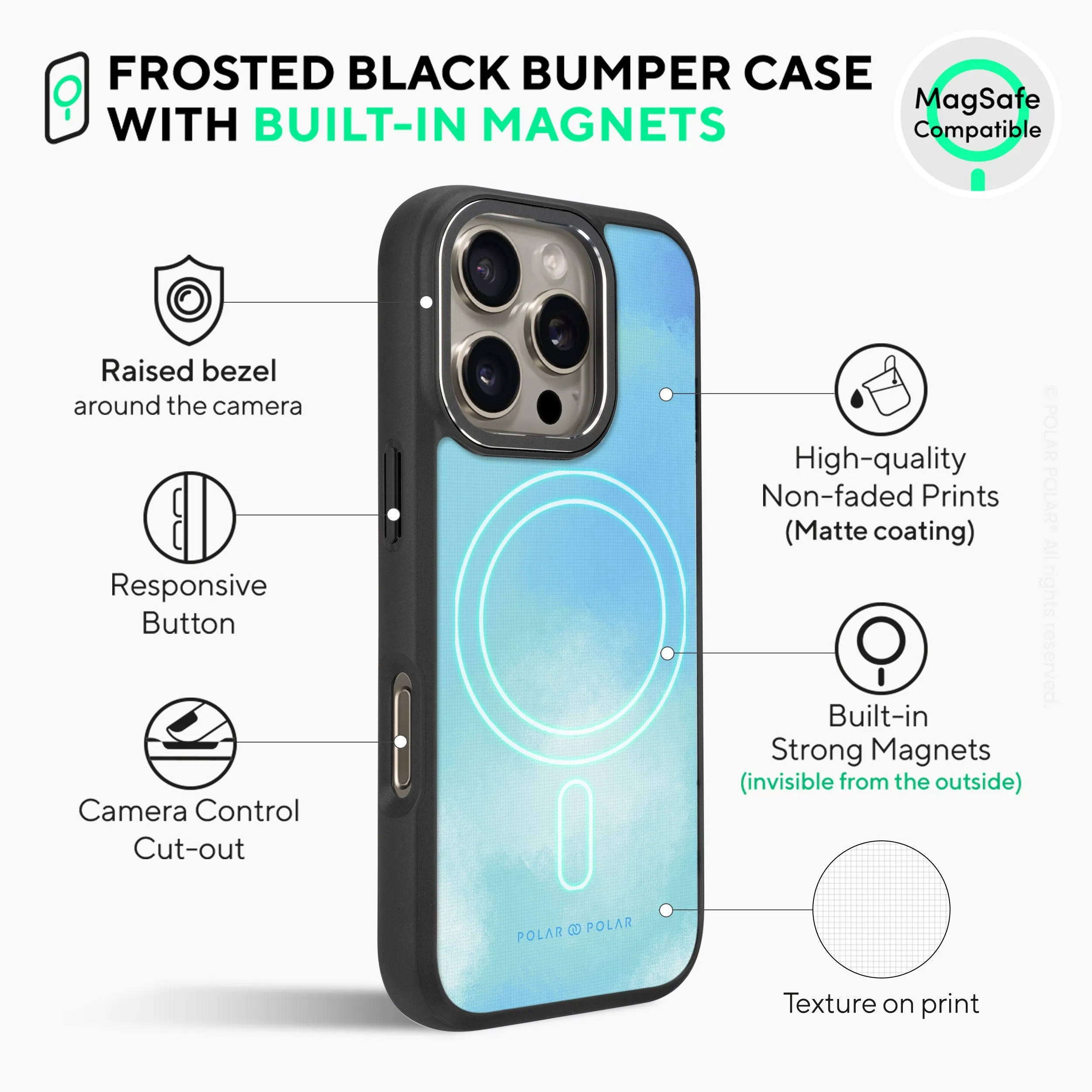Clouds in Spring - iPhone 16 Pro Max Frosted Black Bumper MagSafe Case