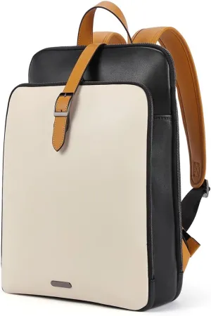 CLUCI Leather Backpack for Women, 15.6 inch Laptop Bag, Large Genuine Work Backpack Travel Back