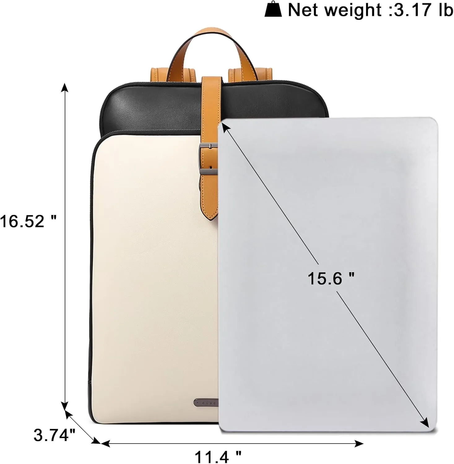 CLUCI Leather Backpack for Women, 15.6 inch Laptop Bag, Large Genuine Work Backpack Travel Back