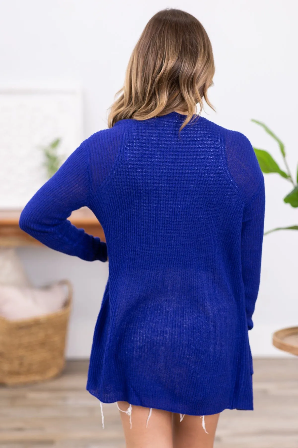 Cobalt Sweater Cardigan With Pockets