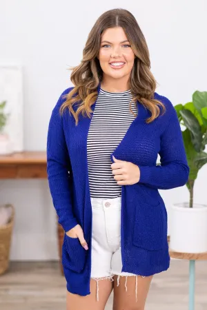 Cobalt Sweater Cardigan With Pockets