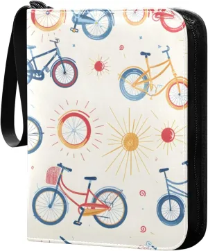 Colorful Bicycles Card Binder 4 Pocket Trading Card Binder Portable Cards Collection Book with Zipper