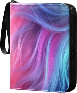 Colorful Neon Hair Pattern Cards Binder 4 Pocket Fits 400 Cards with 50 Removable Sleevesves, Trading Card Collector Zipper Album Holder Portable Card Games Display Storage Cases