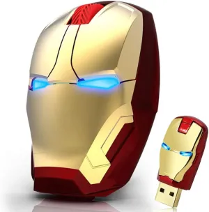 Cool Wireless Mouse, 2.4 G Portable Ergonomic Optical Ironman Wireless Mouse with USB Receiver | for Notebook PC Laptop Computer MacBook | with 8G USB Flash Drive | 3 Adjustment Levels