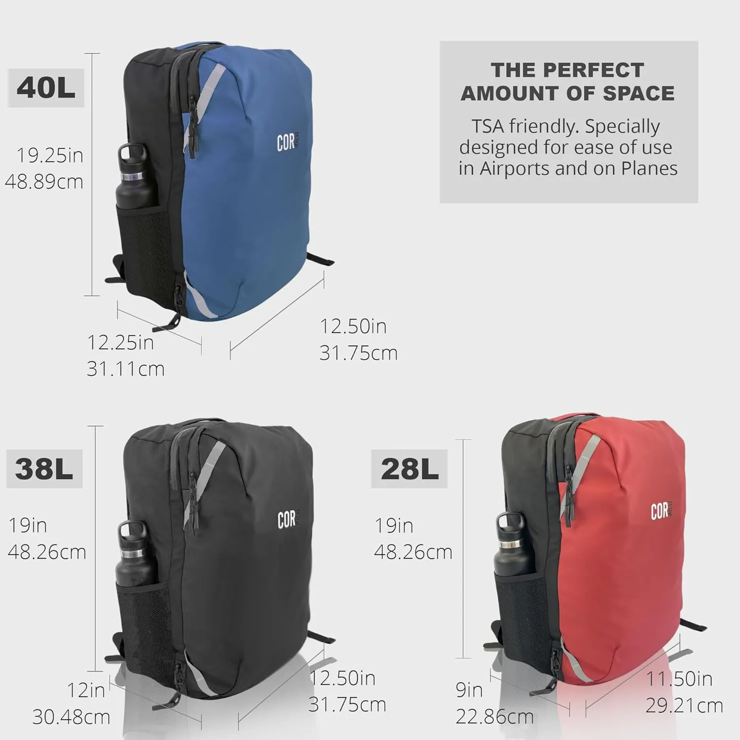 COR Surf Travel Backpack Flight Approved Carry On Laptop Backpack with Secret Passport Pockets | Large Daypack Business Weekender Luggage Backpack for Men Women The Island Hopper (38L Black)
