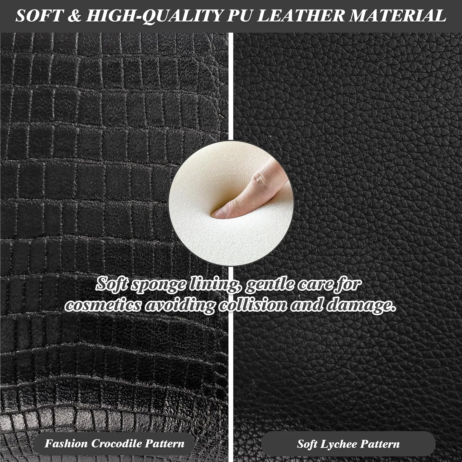 Cosmetic Bags for Women, Waterproof Toiletry Bag, 3 Pcs Portable Travel Makeup Cases with Handle, Multifunction Clear Skincare Bag Organizer (Black)