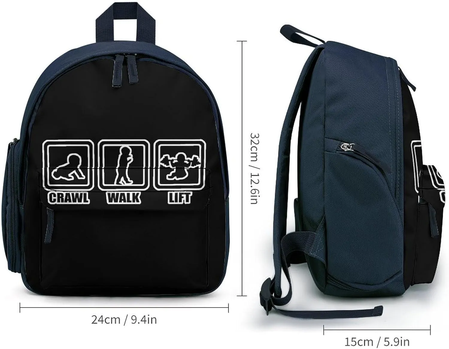 Crawl Walk Lift Small Travel Laptop Backpack Casual Daypack with Side Pockets for Shopping Work