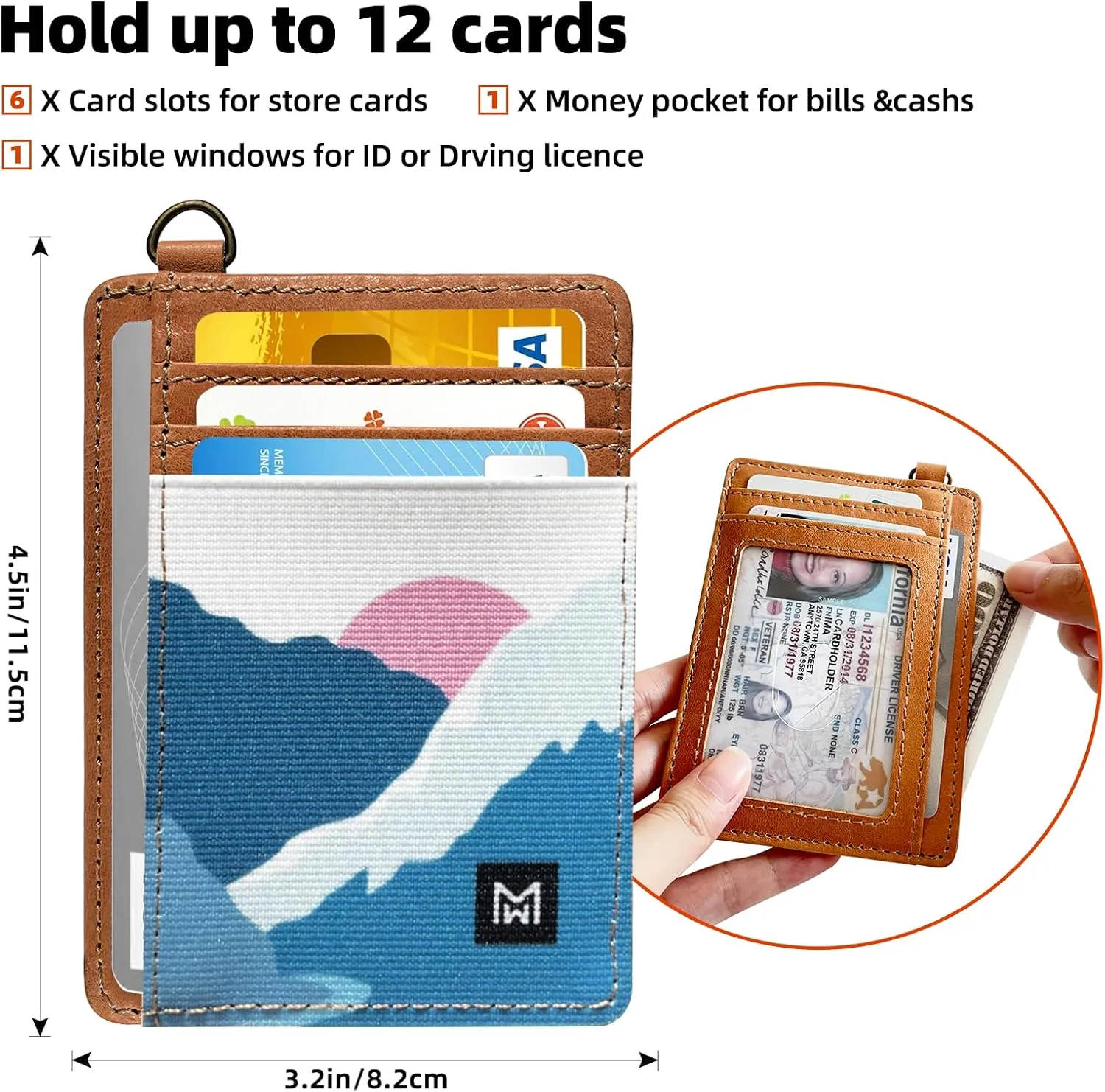 Credit Card Holder Wallet for Women Slim Minimalist Wallet RFID Blocking Leather Wallets Elastic Front Pocket Wallet for Women