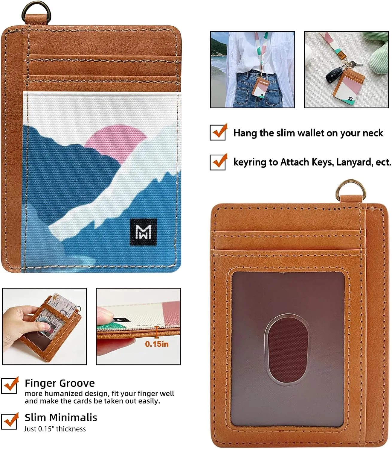 Credit Card Holder Wallet for Women Slim Minimalist Wallet RFID Blocking Leather Wallets Elastic Front Pocket Wallet for Women