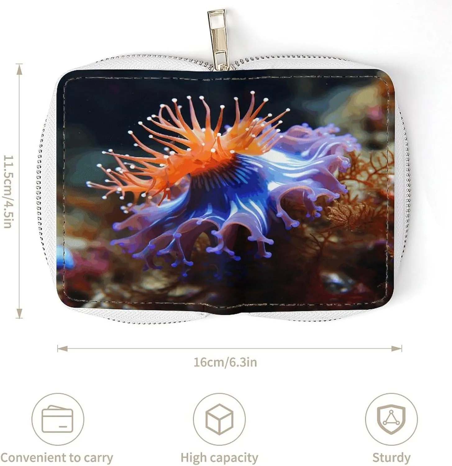 Credit Card Wallet,Nudibranch Card Cases Holder Credit Card Holder Wallet with Card Slots Coin Cash Zipper Purse Case Wallet