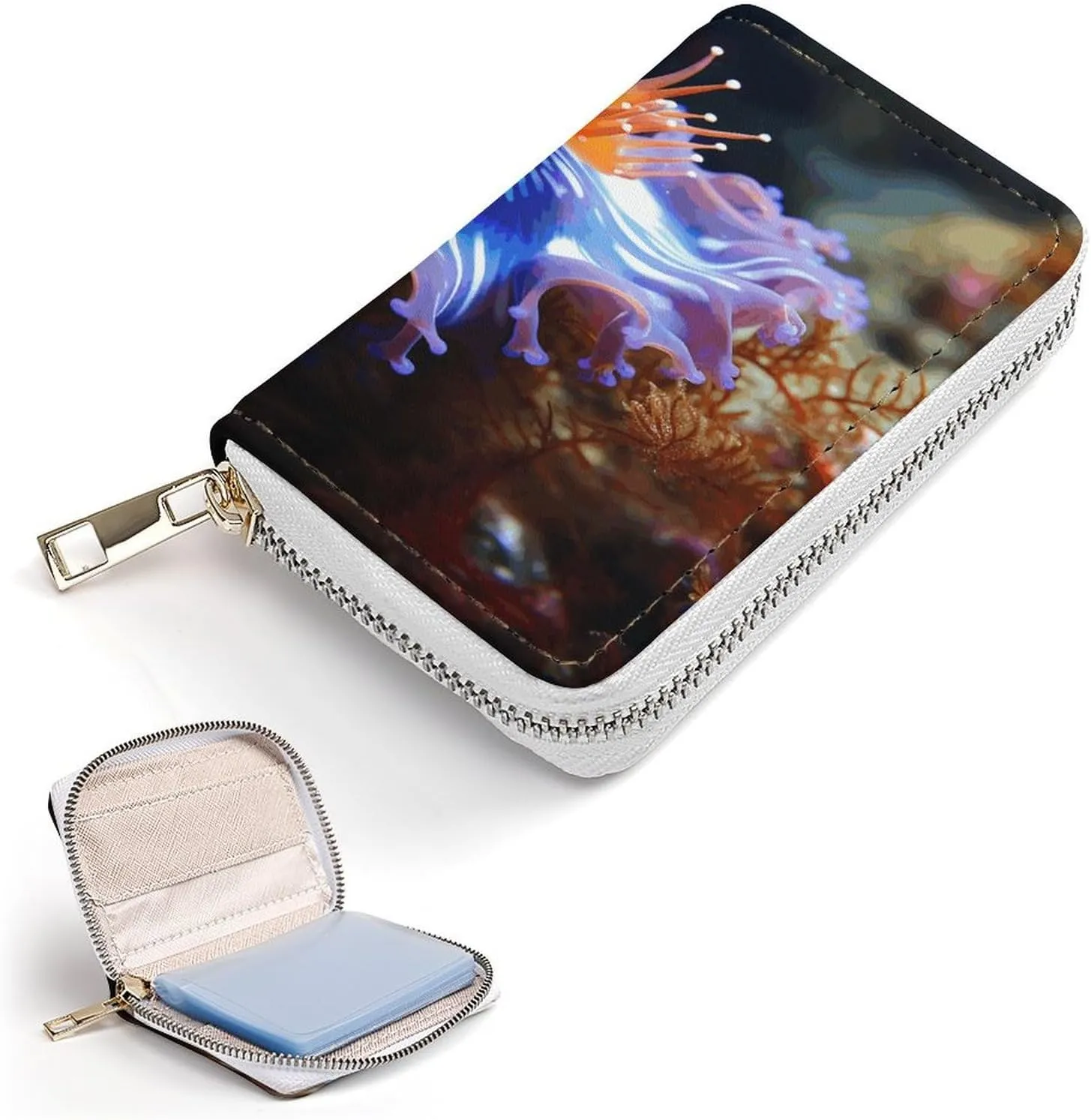 Credit Card Wallet,Nudibranch Card Cases Holder Credit Card Holder Wallet with Card Slots Coin Cash Zipper Purse Case Wallet
