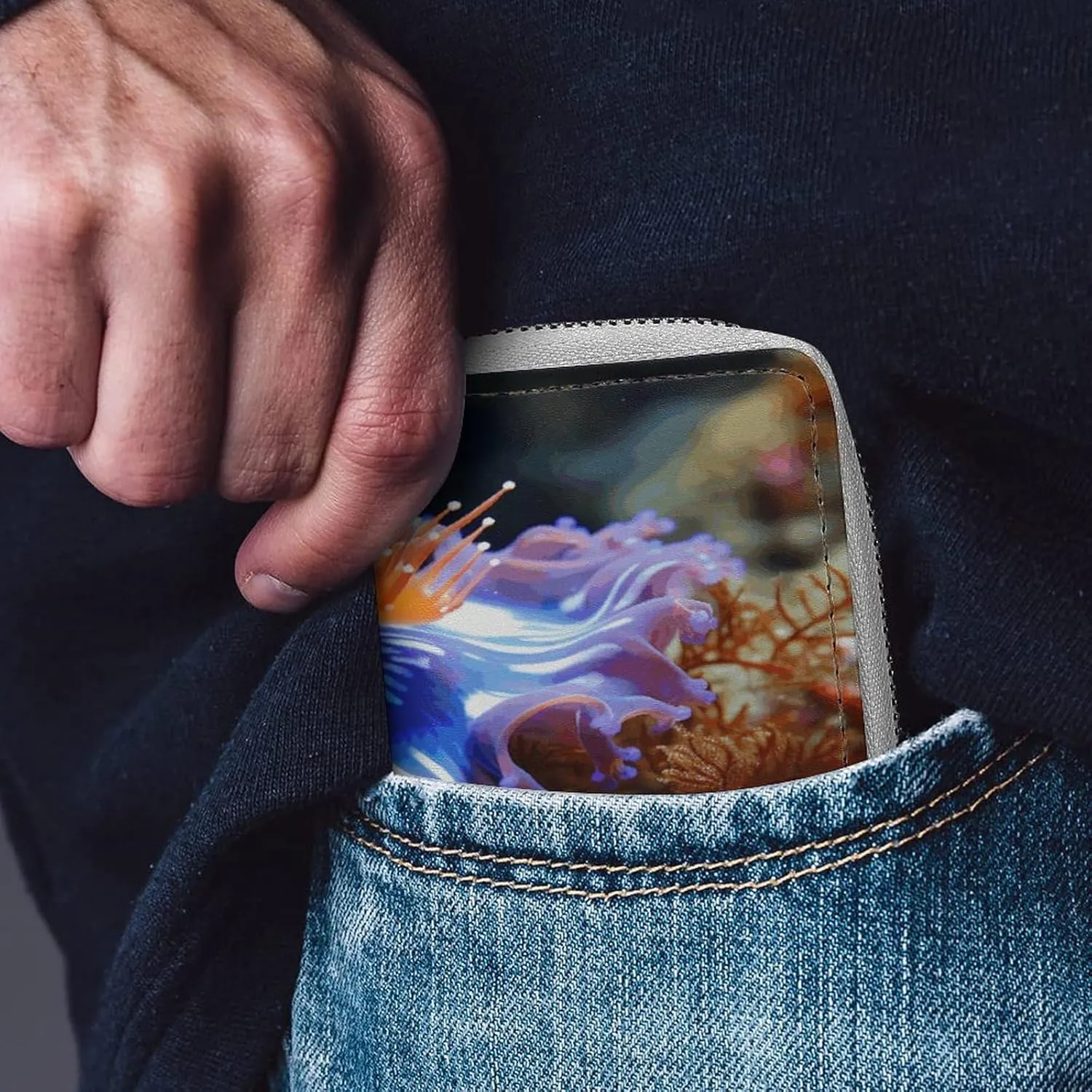 Credit Card Wallet,Nudibranch Card Cases Holder Credit Card Holder Wallet with Card Slots Coin Cash Zipper Purse Case Wallet