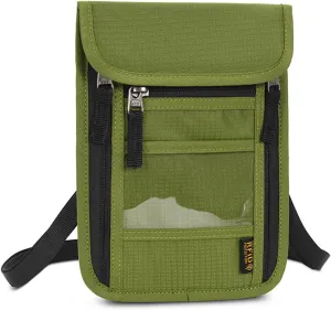 Croogo Unisex Travel Neck Pouch Wallet with RFID Blocking Passport Holder to Keep Your Cash Documents Safe,Green-HZB01