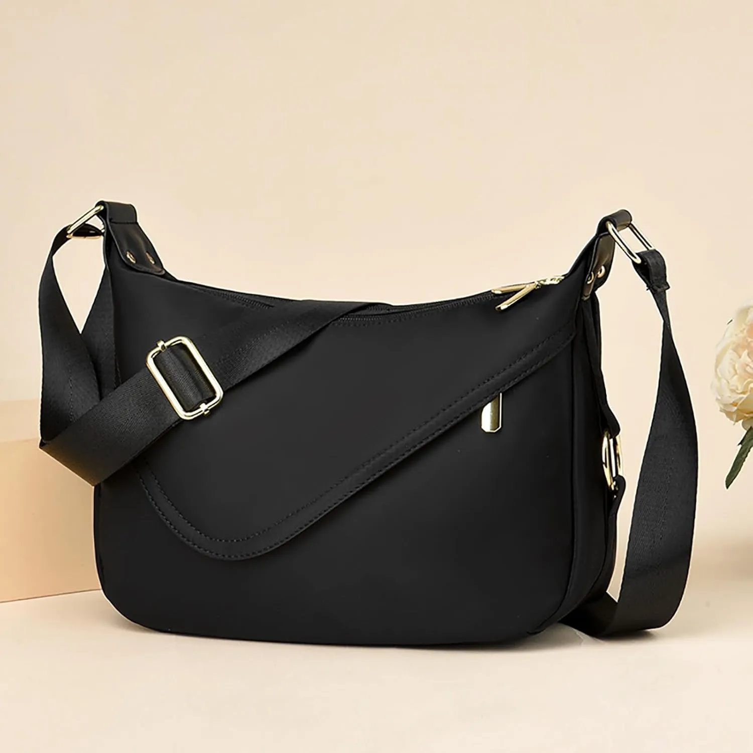 Crossbody Purses For Women Trendy Women Crossbody Handbags With Adjustable Wide Strap Leather Shoulder (Black, One Size)