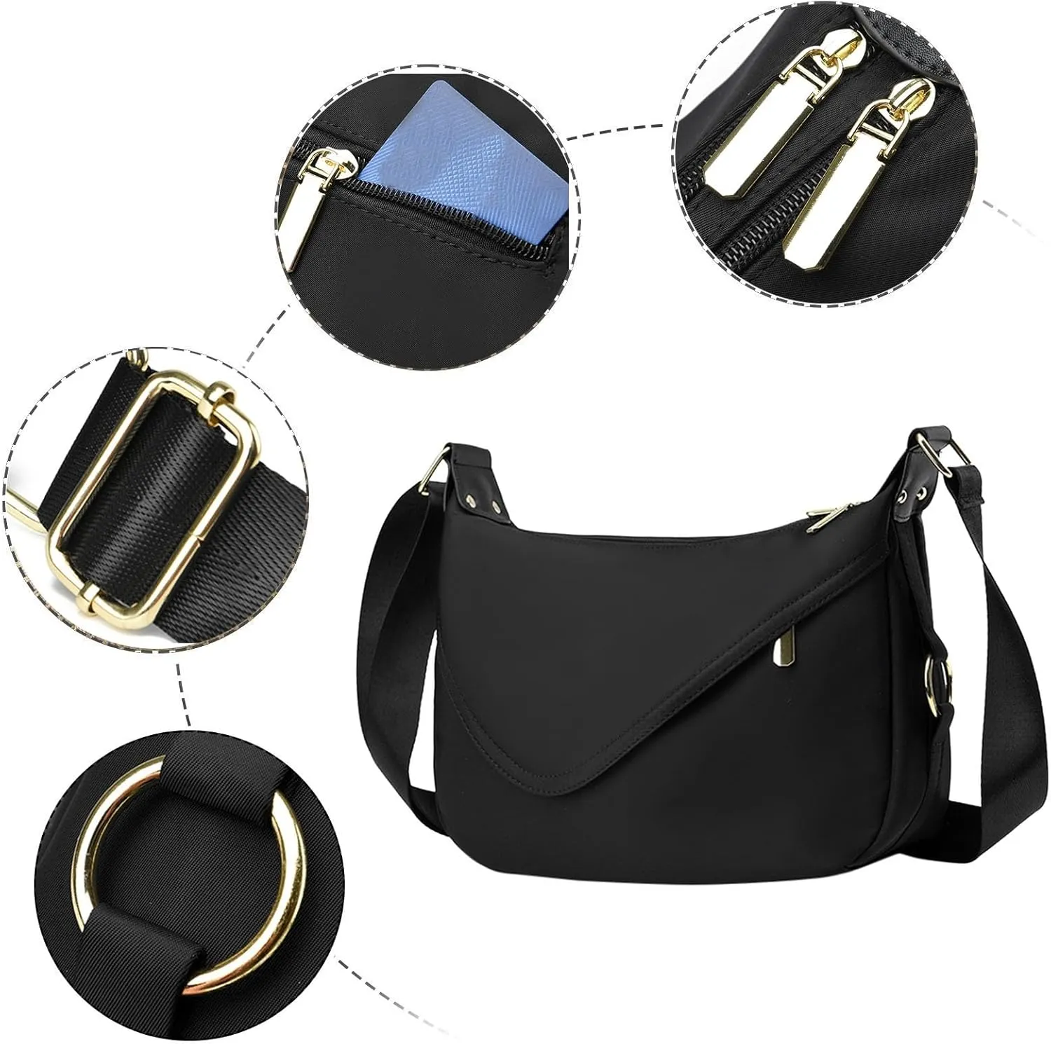 Crossbody Purses For Women Trendy Women Crossbody Handbags With Adjustable Wide Strap Leather Shoulder (Black, One Size)