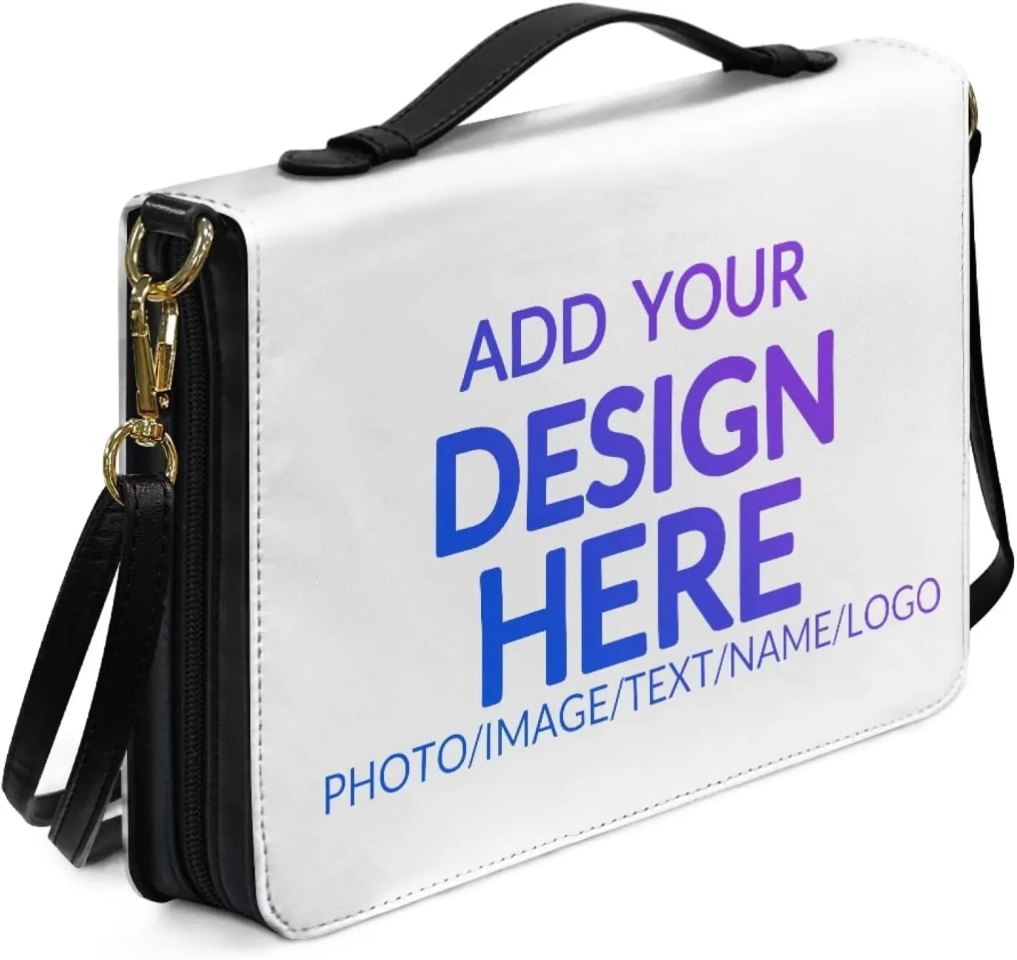 Custom Personalized PU Leather Bible Cover Case for Women,Customized Bible Cases Bible Tote Bag Bible Carrying Case Bible Carrier with Detachable Shoulder Strap,L