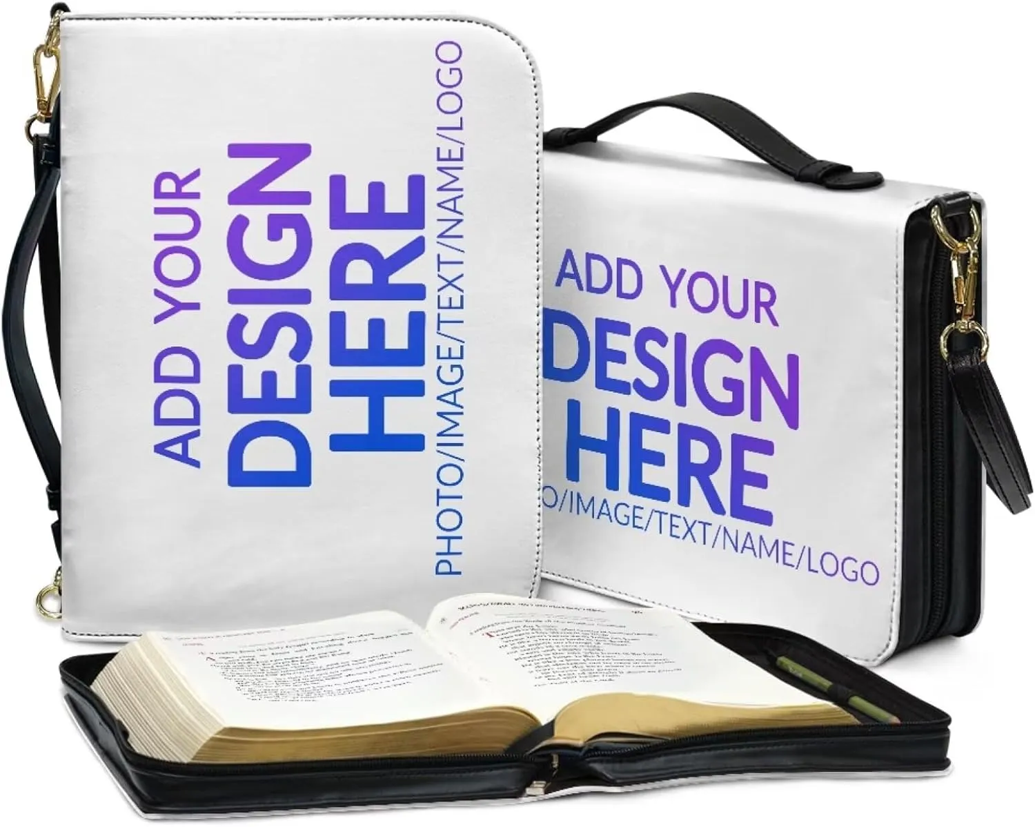Custom Personalized PU Leather Bible Cover Case for Women,Customized Bible Cases Bible Tote Bag Bible Carrying Case Bible Carrier with Detachable Shoulder Strap,L