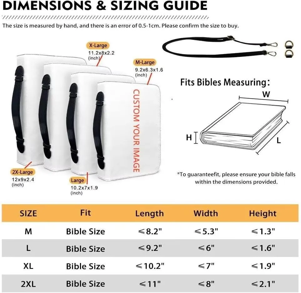 Customization PU Leather Bible Cover Church Book Cover,Carrying Book Case Crossbody Bag Bible Protective