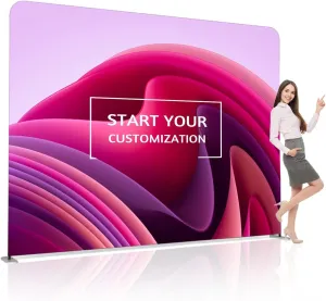 Customize Trade Show Display Holder Tension Fabric for Backdrop Frame and Banner Set - Double-Sided Printing 13×7.5 FT